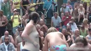 Huge party outdoor becomes really nasty