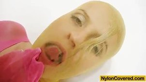 Thin hottie Kasia Linsey nylon mask fetish